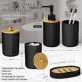 thumbnail image 5 of "Juego De Accesorios Baño 5 Pzs Dispensador Bambú Y Plástico Belug Negro ", 5 of 5