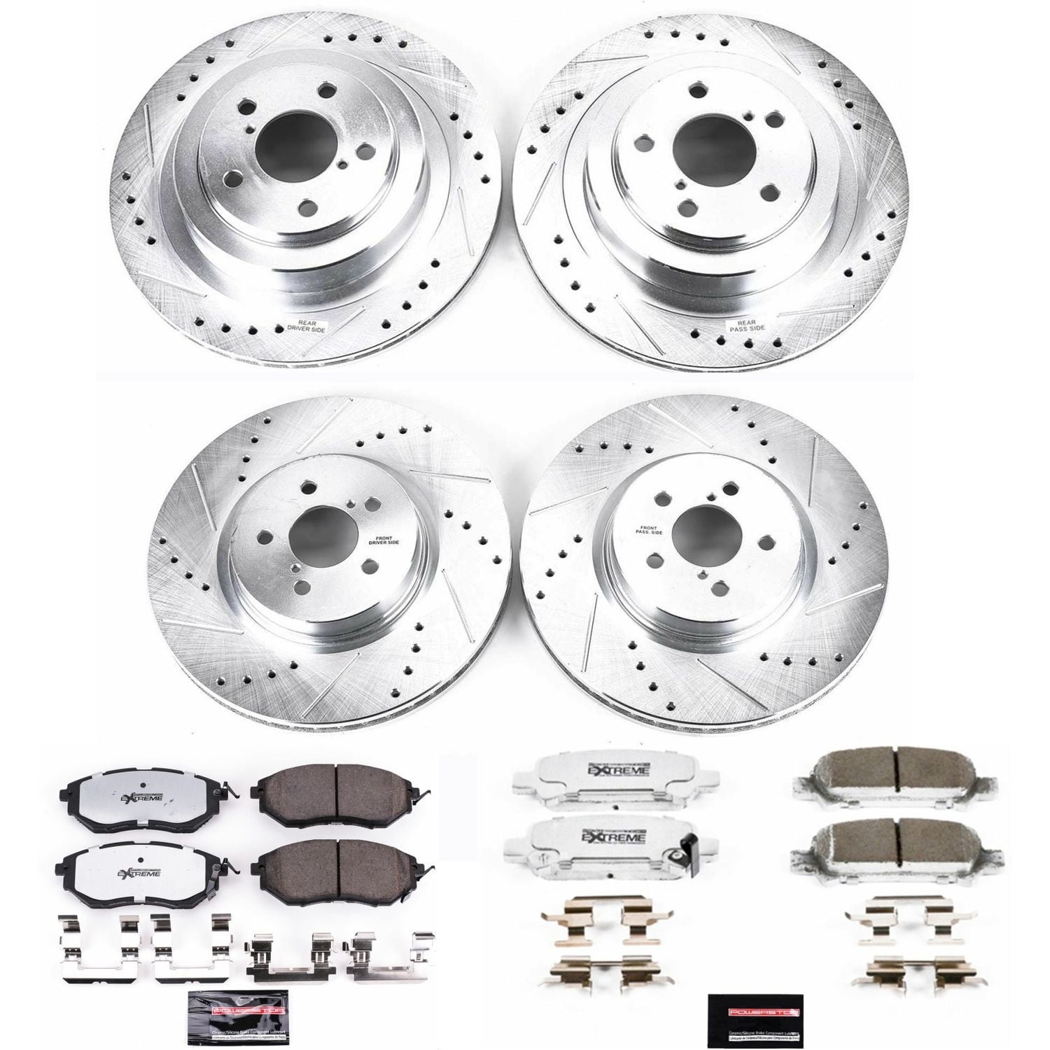 PowerStop Front and Rear Z26 Street Warrior Carbon-Fiber Ceramic Brake Pad and Drilled and Slotted Rotor Kit Fits: SUBARU Select Models K286-26