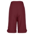 thumbnail image 5 of VV AVEORS Linen Bermuda Shorts For Women Straight Leg Knee Length Casual Capri Pants Drawstring Lightweight Summer Beach Short Capris Wine 2XL, 5 of 8
