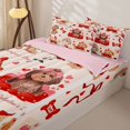 thumbnail image 3 of Homewish Cute Dog Zipper Queen Comforter Set with Fitted Sheet and 2 Pillowcases,Valentine's Day Love Print Zipper Bedding Set,Cream,Pink Reversible,4pcs, 3 of 8