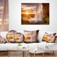 thumbnail image 4 of Designart Seljalandsfoss Waterfall at Sunset - Landscape Photography Throw Pillow - 12x20, 4 of 5