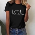 thumbnail image 2 of Babysbule Womens Tops Adult's Valentine's Day Cute Heart Print T-shirt Casual Stylish Round Neck Short Sleeve Blouses, 2 of 7