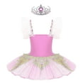 thumbnail image 3 of MSemis Girls Camisole Ballet Leotard Dance Tutu Dress with Headwear Type B Pink 3-4, 3 of 6