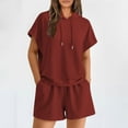 thumbnail image 2 of Otvok Summer Womens Sets Casual 2 Piece Outfits Short Sleeve Hoodie Tops and Shorts with Pockets, 2 of 6