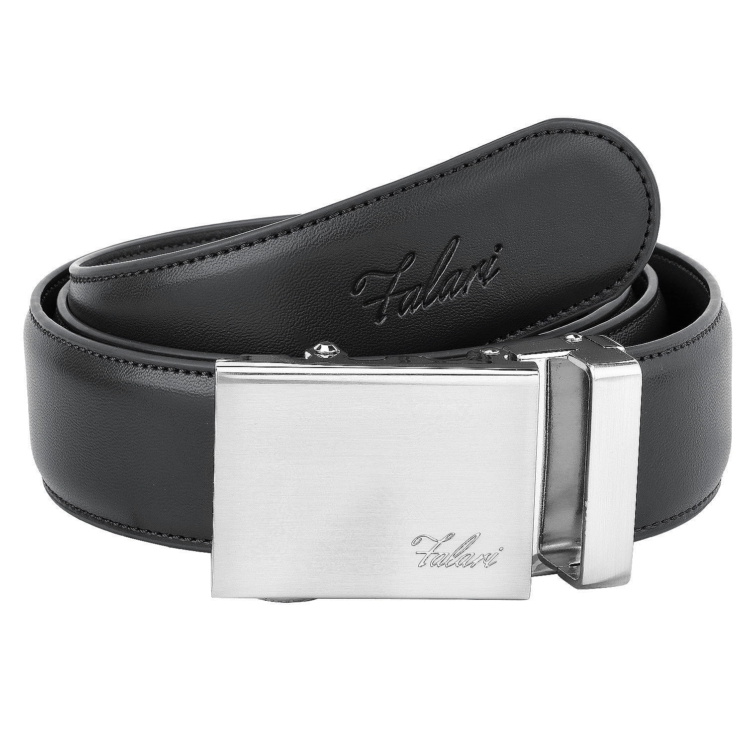 Men's Ratchet Dress Belt - Automatic Sliding Buckle, Genuine Leather, Trim To Fit