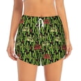 thumbnail image 3 of Uemuo Green Cacti And Red Chili Pattern Women's Athletic Shorts High Waisted Running Shorts with Liner Pockets Gym Elastic Workout Shorts-XX-Large, 3 of 9