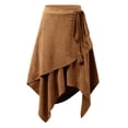 thumbnail image 5 of Womens Western Asymmetrical Fringe Skirt with Rope Tie Belt Boho Midaxi Length Ankle Length Skirt Brown XL, 5 of 6