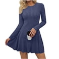 thumbnail image 2 of Mutghys Women's Knit Dress Crew Neck Ribbed A Line Dresses Going Out Warm Comfy Pullover Sweater Mini Dress, 2 of 9