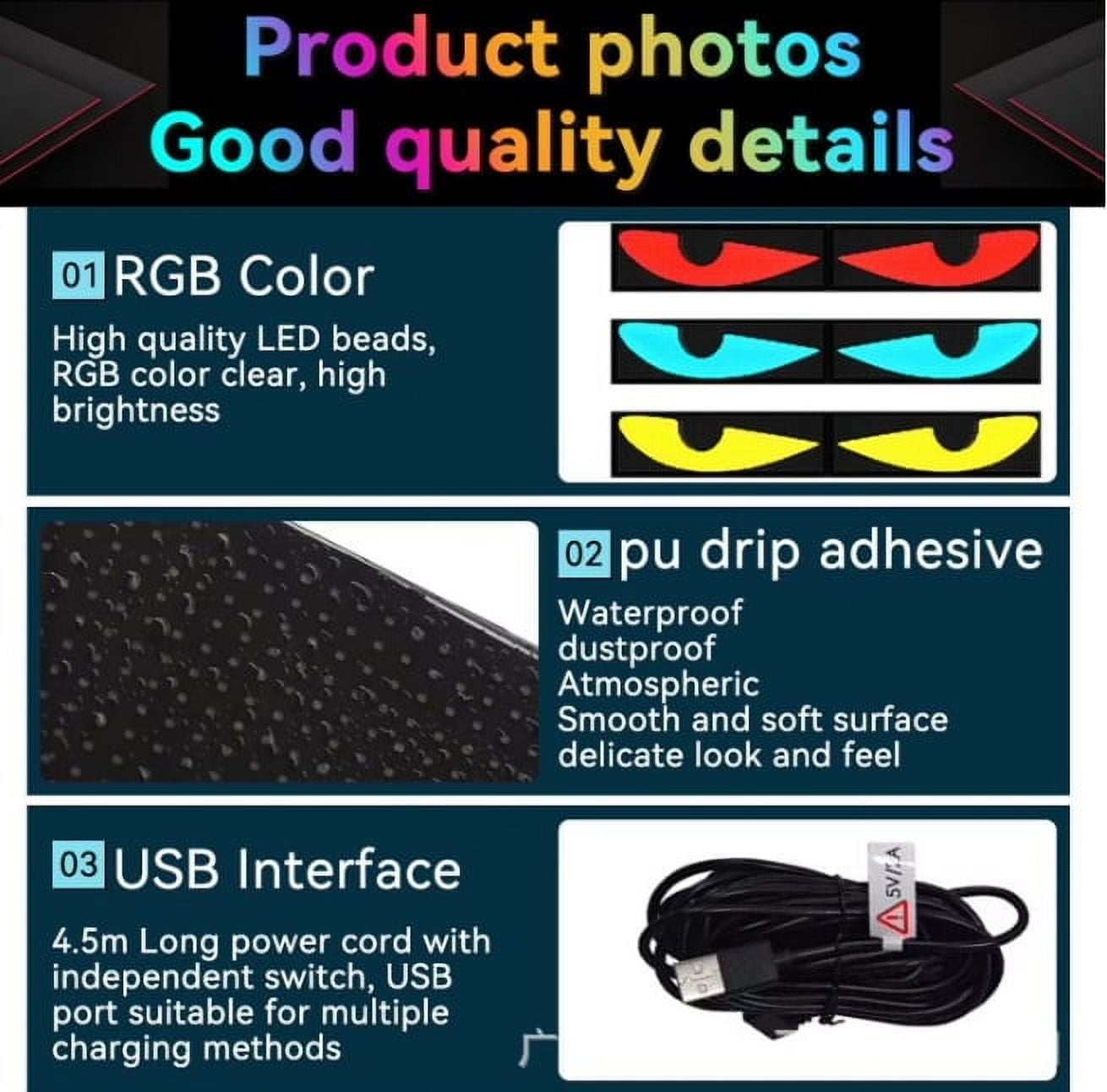 LED Car Soft Screen USB Car Flexible Advertising Screen APP Bluetooth Window Glass Devil's ye Display Screen