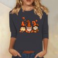 thumbnail image 1 of Leodye T-Shirts pour Femmes d'Halloween à Manches 3/4 à Col Rond Automne Halloween Haut à Manches Longues Graphique Drôle Gris Foncé 4(S), 1 of 4