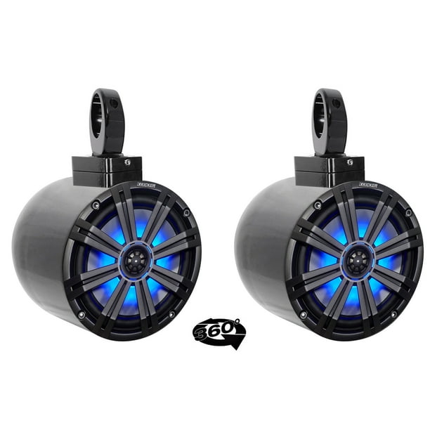 (2) kicker KM8 8" LED 360° Swivel Black Aluminum Wakeboard ...
