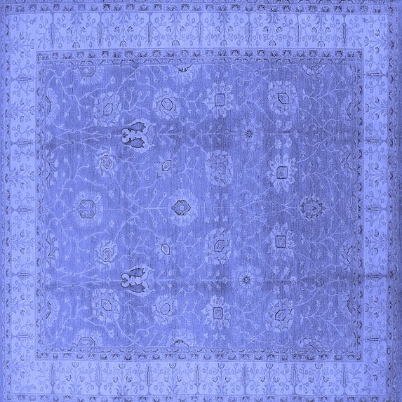 Ahgly Company Machine Washable Indoor Square Oriental Blue Industrial Area Rugs, 4' Square
