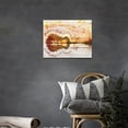 thumbnail image 5 of Music Wall Art Guitar Wall Decor Rustic Musical Note Pictures Painting Lake Artwork Farmhouse Canvas Home Decor Framed for Bathroom Bedroom Living Room Classroom 12"x16", 5 of 6
