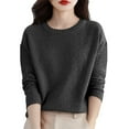 thumbnail image 3 of Women's Marled Knit Sweater, Casual Crewneck Pullover, Textured Yarn Knit Top, Lightweight Long Sleeve Blouse, Machine Washable Everyday Sweater for Women Black M, 3 of 9
