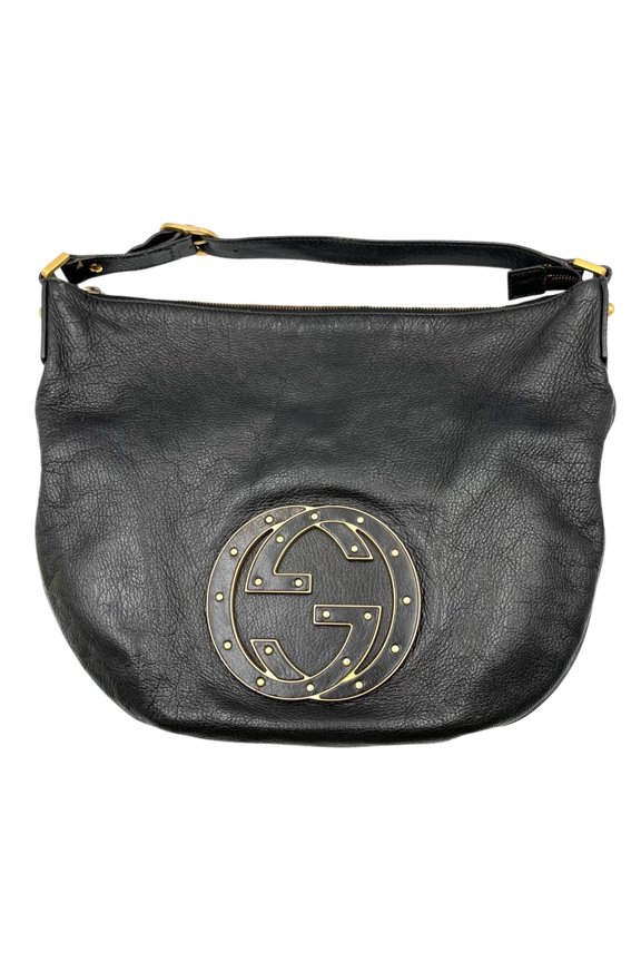 Pre-Owned Gucci GUCCI Interlocking GG Logo Handbag 121548 Leather Black Women's