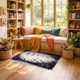 thumbnail image 2 of ODIKA 3'x5' Ultra-Soft Throw Mat, Black Gothic Bat Halloween Flowers Romantic Boho Roses with Symmetrical Motifs Washable, Bare feet friendly, Easy Care Indoor rug for Bedside, Vanity, 2 of 7