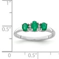 thumbnail image 2 of Primal Silver Sterling Silver Rhodium-plated 3 Emerald and Diamond Ring, 2 of 4