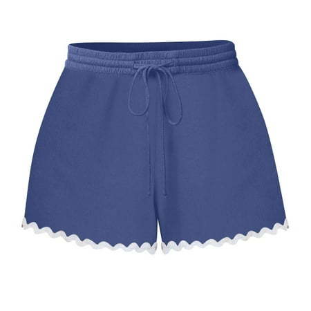 Mrasaso Clearance & Promo! Cotton Underwear for Women Women Pants Plus Size Lace Shorts Rope Tie Design Solid Color Yoga Sport Comfortable Leggings for Women Blue|4XL