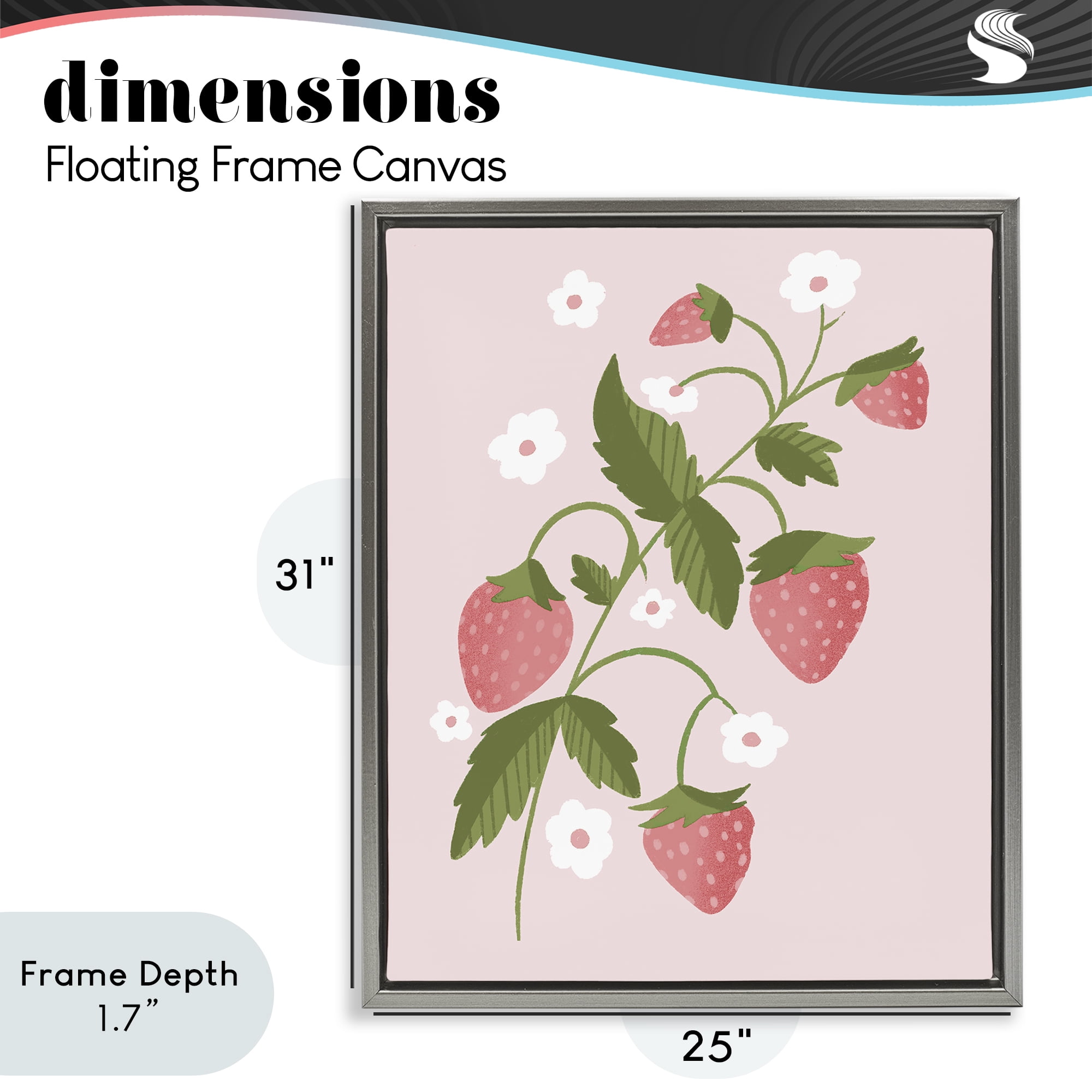 Stupell Industries Pastel Strawberries Branch Gray Framed Floater Canvas Wall Art, design by Paige Sredenschek