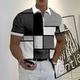thumbnail image 2 of Men's Lapel Polo Zip Polo Polo Shirt Golf Shirt Plaid/Check Graphic Prints Geometry Turndown Designer 3D Clothing Golf Shirt, 2 of 5