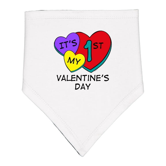 Inktastic 1st Valentine's Day Hearts Baby Bandana Bib