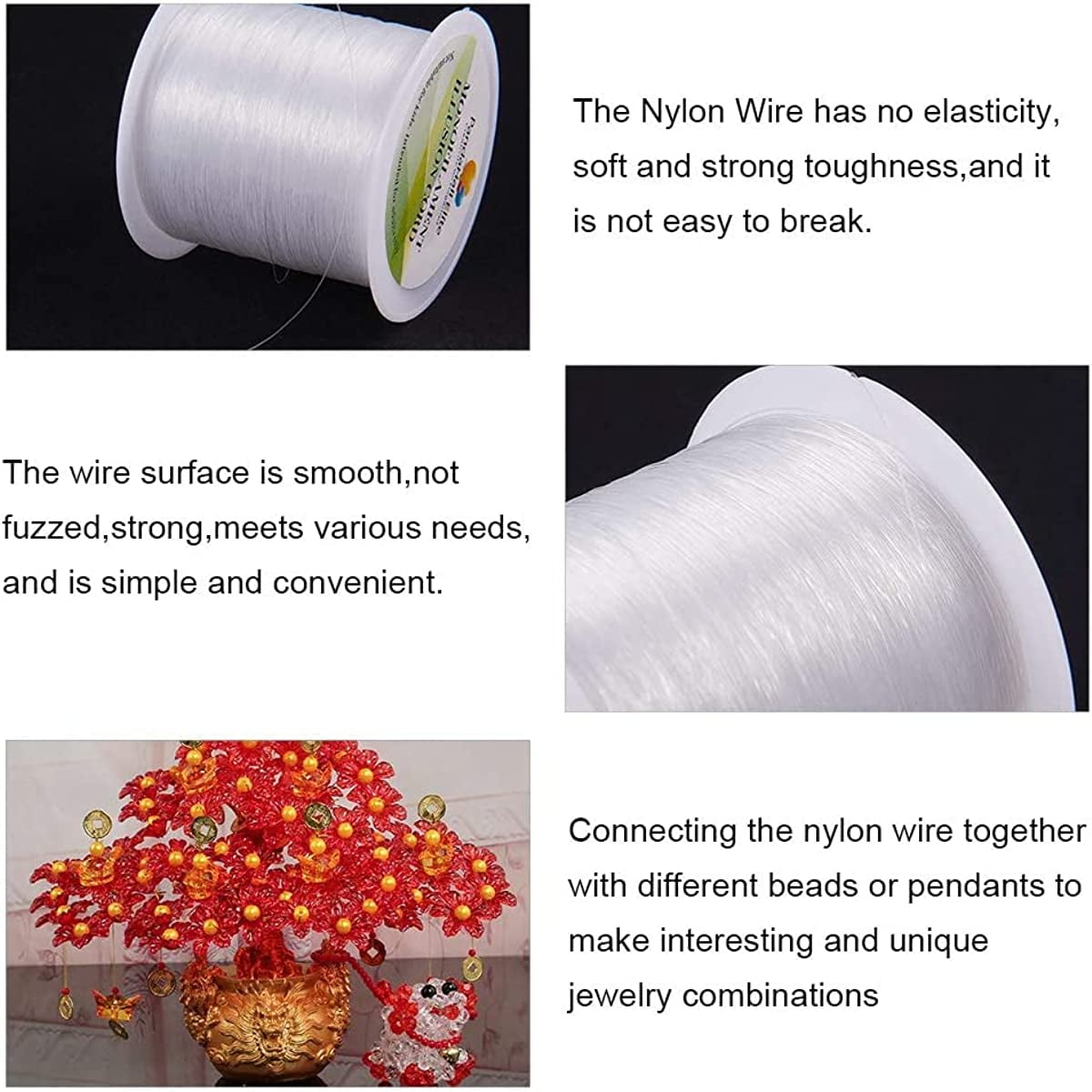 Tatuo 200 m Clear Nylon Invisible Thread String for Hanging Christmas  Ornaments, Bracelet Making, Sew Hobby, Clear Beading Thread with Bead  Needle