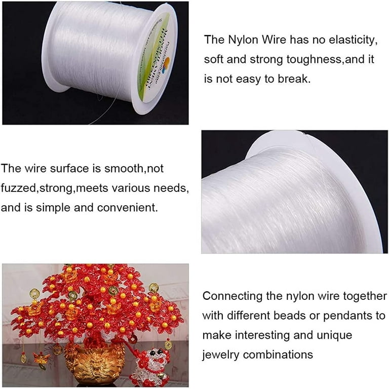 0.4mm Elastic String Clear Fishing Line Invisible Nylon Thread Jewelry  String Wire Cord String Crystal Beading Cords for Party Balloon Decor Craft  Jewelry Bracelet Making 40 Yards 
