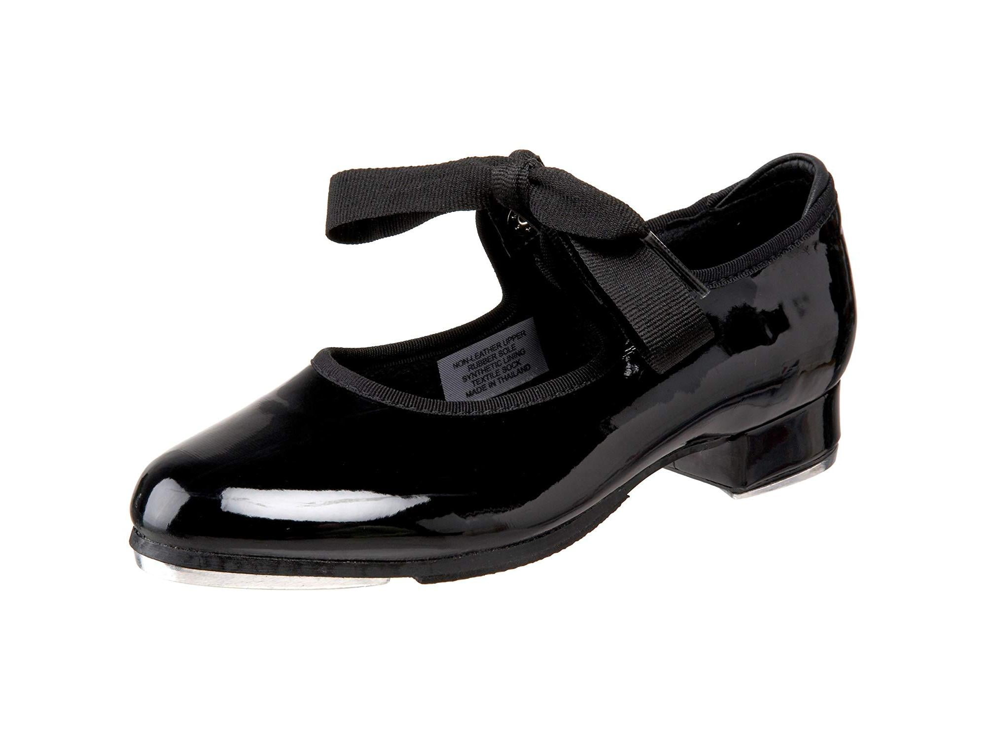 Girls BLOCH Dance Tap Techno Tap Black Patent Faux Leather Tap Shoes- Size  1 M