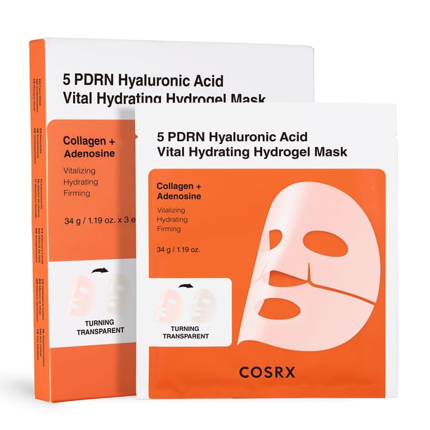 Mascarilla hidratante de hidrogel vital con ácido hialurónico COSRX 5 PDRN. Mascarilla facial de hidrogel de noche para una piel radiante y reafirmante con ADN de salmón y centella PDRN. Cuidado de la