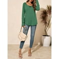 thumbnail image 6 of Womens Long Sleeve V Neck Shirts Loose Fit Casual Tunic Tops Curved Hem Criss Cross with Thumb Hole T Shirt, 6 of 7