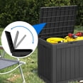 thumbnail image 3 of Dextrus 31 Gallon Weatherproof Resin Deck Box, Lockable Outdoor Storage Container, Heavy-Duty Patio Organizer for Cushions, Garden Tools, Poolside Supplies and Sports Gear, Black, 3 of 8