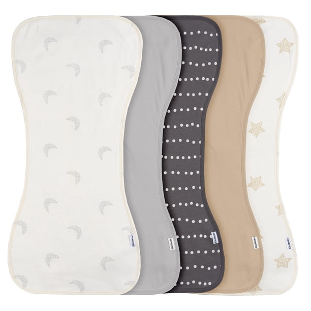 Paquete de 5 paños para eructos Gerber Baby, unisex, color gris tostado, 27 x 53 cm