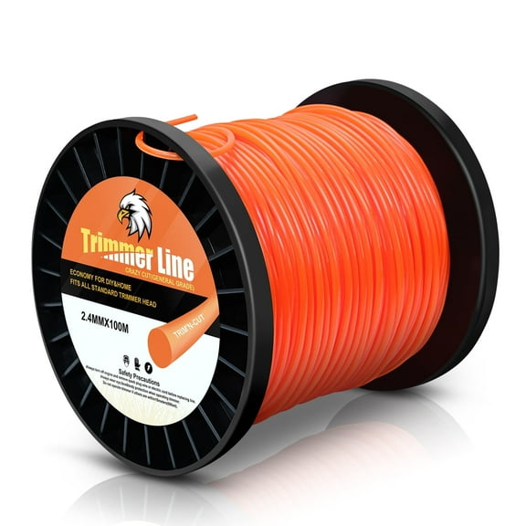 UCINNOVATE String Trimmer Line, 1 Spool Round Weed Eater String 2.4mm x 100m, Premium Nylon Weed Wacker String, 095 Trimmer Line Heavy Duty for Lawn Mowers, Trimmers, Orange (0.095 inch x 328 ft)