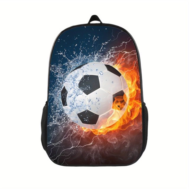 American Football Backpack School Bag For Teen Boys Girls, Burning Football