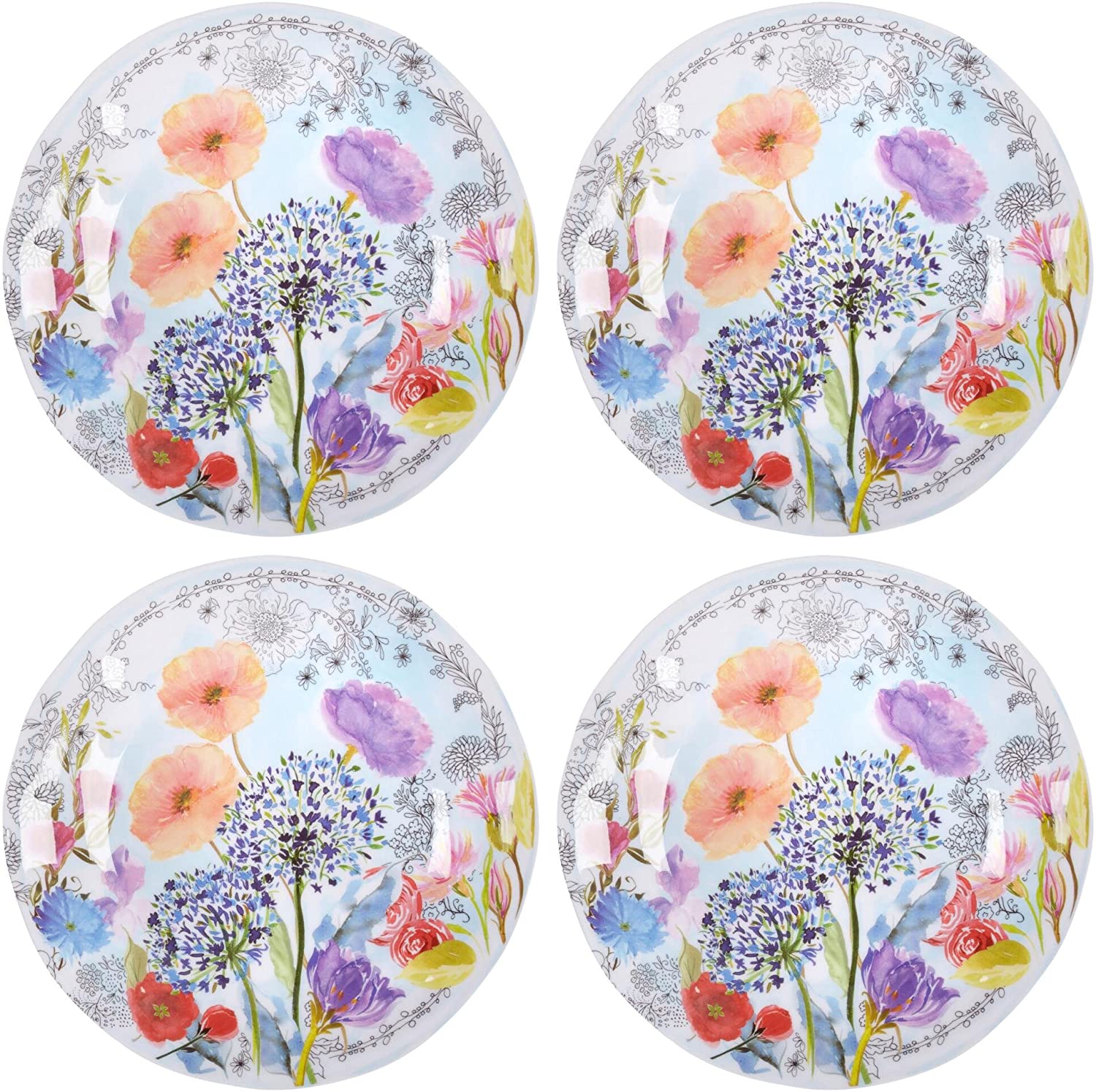 Northeast Home Goods Spring Flowers Heavyweight Melamine Dinner Plates