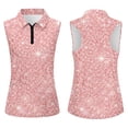 thumbnail image 2 of Aplkyhs Pink Glitter Women's Golf Shirt and Sun Visor Hat Set Sleeveless Collared Racerback Quick Dry Moisture Wicking Fabric Adjustable UV Protection Sun Visor for Golf,Running,Outdoor Activities, 2 of 7