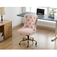 thumbnail image 3 of Guyou Modern Swivel Office Chair, Velvet Fabric Button Tufted And Nailhead Trim Accent Chair With Upholstery, Pink, 3 of 11