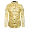 thumbnail image 2 of LIUJUNSHOP German Carnival Mens Glitter Dress Shirt Hot Stamped Party Dance Top Gold L, 2 of 4
