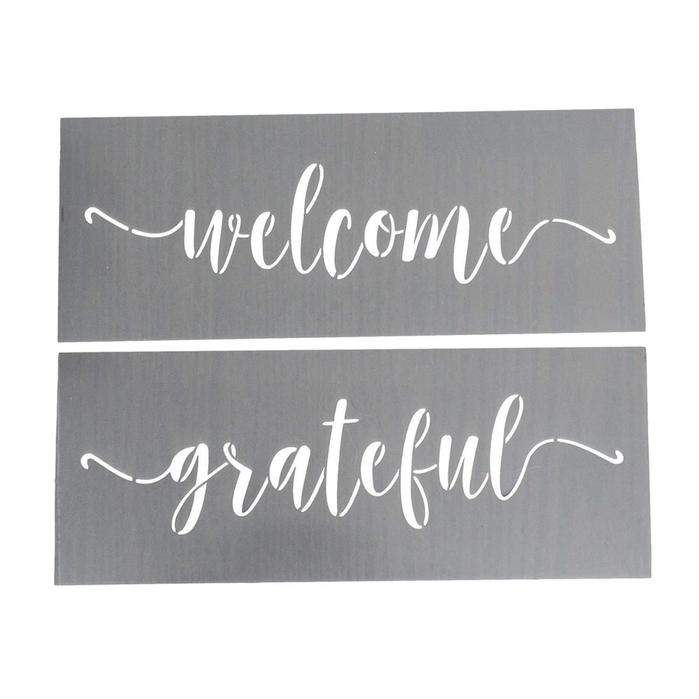 Grateful and Welcome Stencil for Painting on Wood + More - Make a DIY ...