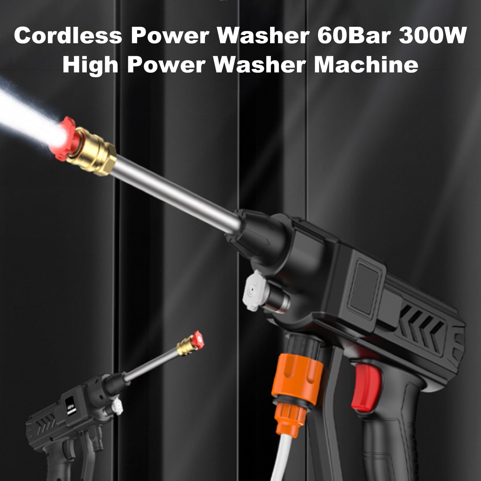 Aumotop Cordless Power Washer, 30Bar 300W High Power Washer Machine, 6 in 1 Nozzle Electric High Power Washer 2 Rechargeable Battery Powered, Handheld Power Cleaner Water Gun