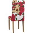 thumbnail image 4 of RYLABLUE Beautiful Gothic Skull with Roses Stretch Chair Cover Protector Seat Slipcover for Dining Room Hotel Wedding Party Set of 4, 4 of 5