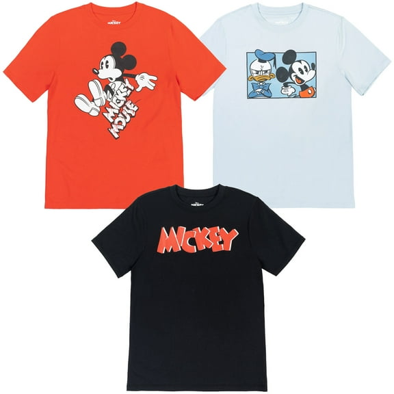 Disney Mickey Mouse Toddler Boys 3 Pack T-Shirts Black / Blue / Red 2T