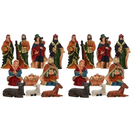 BERTDOMD 2 Sets Christmas Nativity Story Figurines Crib Figures Jesus Nativity Scene Props