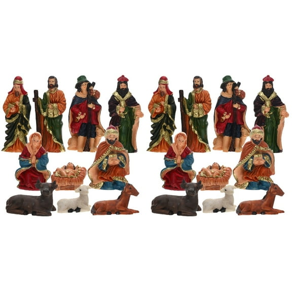BERTDOMD 2 Sets Christmas Nativity Story Figurines Crib Figures Jesus Nativity Scene Props