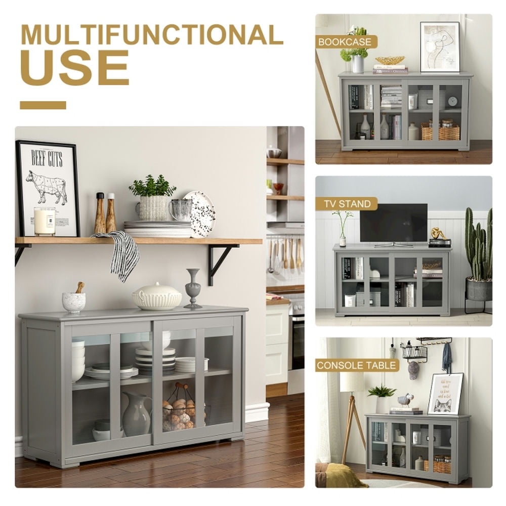 Finihen Kitchen Storage Cabinet, Buffet Sideboard, Sideboard Buffet Cupboard Storage Cabinet with Sliding Door, for Dining Room, Kitchen, Living Room, Gray Finihen Kitchen Storage Cabinet, Buffet Sideboard, Sideboard Buffet Cupboard Storage Cabinet with Sliding Door, for Dining Room, Kitchen, Living Room, Gray