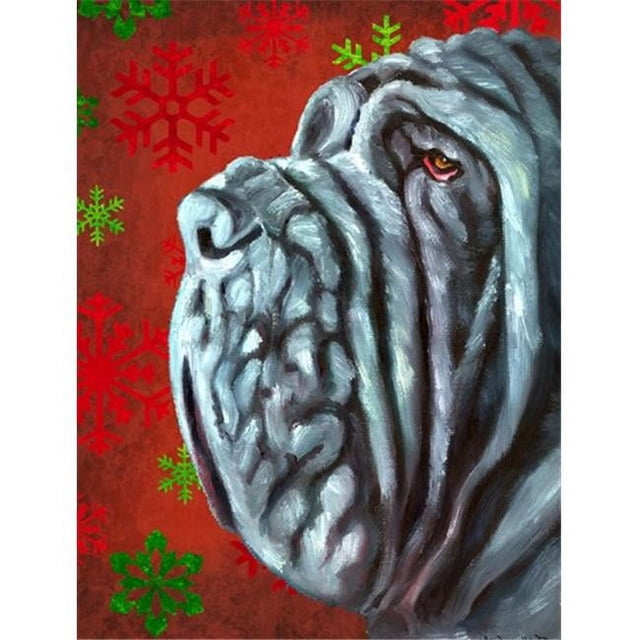 Carolines Treasures LH9575CHF Neapolitan Mastiff Drapeau de Noël en Toile Flocons de Neige Rouges Taille Maison