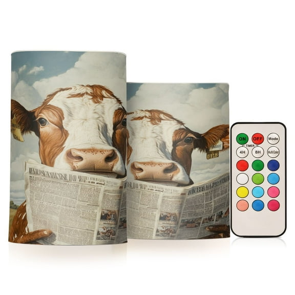 BZSMCE Flameless Candles LED Lights Cow Red Newpaper Creativity Battery Candles