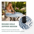 thumbnail image 4 of Round Outdoor Tablecloth with Umbrella Hole and Zipper, Blue Grey Palm Leaves Tablecloth with Elastic Waterproof, Summer Botanical Tropical Leaf Patio Table Covers for 45" - 54" Picnic Pool Tables, 4 of 9