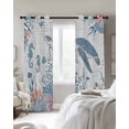 thumbnail image 3 of Sea Turtle Blackout Curtains for Bedroom Living Room, Watercolor Seaweed Fish Coral Seahorse White Letter Texture 84 In Long Thermal Insulated Room Darkening Drapes Grommet Window Treatments 42x84 In, 3 of 9