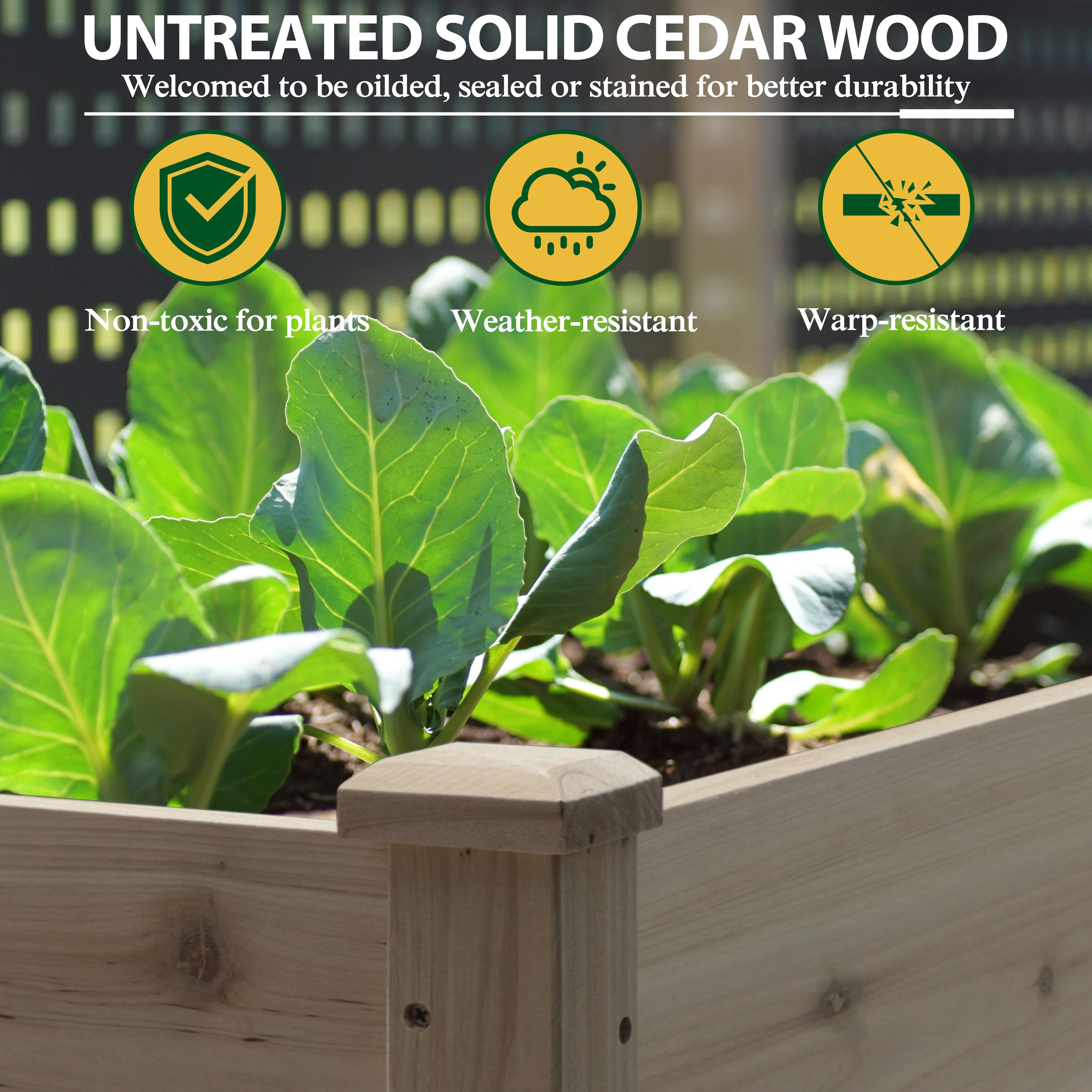 VEIKOUS 72.4"H Cedar Raised Garden Bed, 6.8 Cu Ft Elevated Planter Box for Vegetables, Flowers, Herbs w/Drainage Holes, Brown